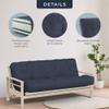 Loosh Home | 10" Twin Size Futon Sofa Bed Dual Gel Pocket Coil Foam Mattress - USA Made, Navy Velvet Chenille Textured Charcoal, Frame Not Included view 3