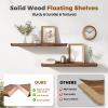 ABSWHLM 36"x6.8"x1.6" Slanted Floating Wall Shelves 2-Pack - Rustic Brown Finish, Heavy-Duty Solid Wood Design with Hidden Brackets - Perfect for Living Room, Kitchen, Bathroom, or Office view 4