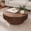 JURMALYN 31.5x31.5x14 Inch Round Coffee Table with Storage for Living Room, Modern Wooden Circle Center Table with Solid Wood Veneer, Walnut view 1