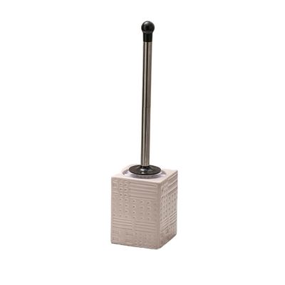 Compact Ceramics Square Plastic Toilet Brush Set Stainless Steel Brush Handle Toilet Brush with Breathable Base Rounded Brush Head Toilet Brush Bathroom Accessories