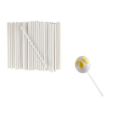 100 Pcs White Lollipop Sticks, 4 Inch Paper Candy Sticks for Homemade Candy Cookies Dessert Cupcake Toppers