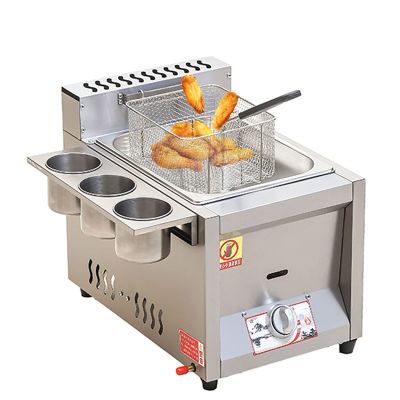 Deep Fat Fryer, Stainless Steel LPG Fat Fryer with Removable Basket, Freestanding Temperature Control, Natural Gas Single Tank, Includes Lid
