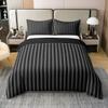 100% Nature Cotton Black Grey Stripes Duvet Cover Queen Size 3 Pcs Modern Simple Style Striped Bedding Set Room Decor Gifts Minimalism Theme Comforter Cover,Comforter Not Included view 1