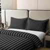 100% Nature Cotton Black Grey Stripes Duvet Cover Queen Size 3 Pcs Modern Simple Style Striped Bedding Set Room Decor Gifts Minimalism Theme Comforter Cover,Comforter Not Included view 3