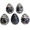 Stoneage Arts Decorative Natural Stone Eggs Multipack for Home Decor, Handcarved and Designed in Kenya. (Wildlife Wonders, Black Elephant) view 1
