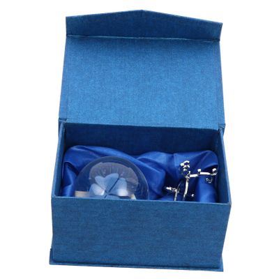 GRIRIW Natural Crystal Ball Four-Leaf Clover Silver Stand Decorative Feng Shui Meditation Home