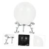 GRIRIW Natural Crystal Ball Four-Leaf Clover Silver Stand Decorative Feng Shui Meditation Home view 2