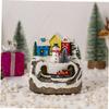 GRIRIW Music Lighted House with Animated Train Christmas Village Tabletop Decoration Holiday Ornament for Christmas Table Decorations Snowman Design view 3