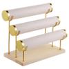 byepica 3-Tier Detachable Bracelet Stand with Velvet Finish, Wooden Base Jewelry Organizer for Bangles, Watches, Necklaces view 2