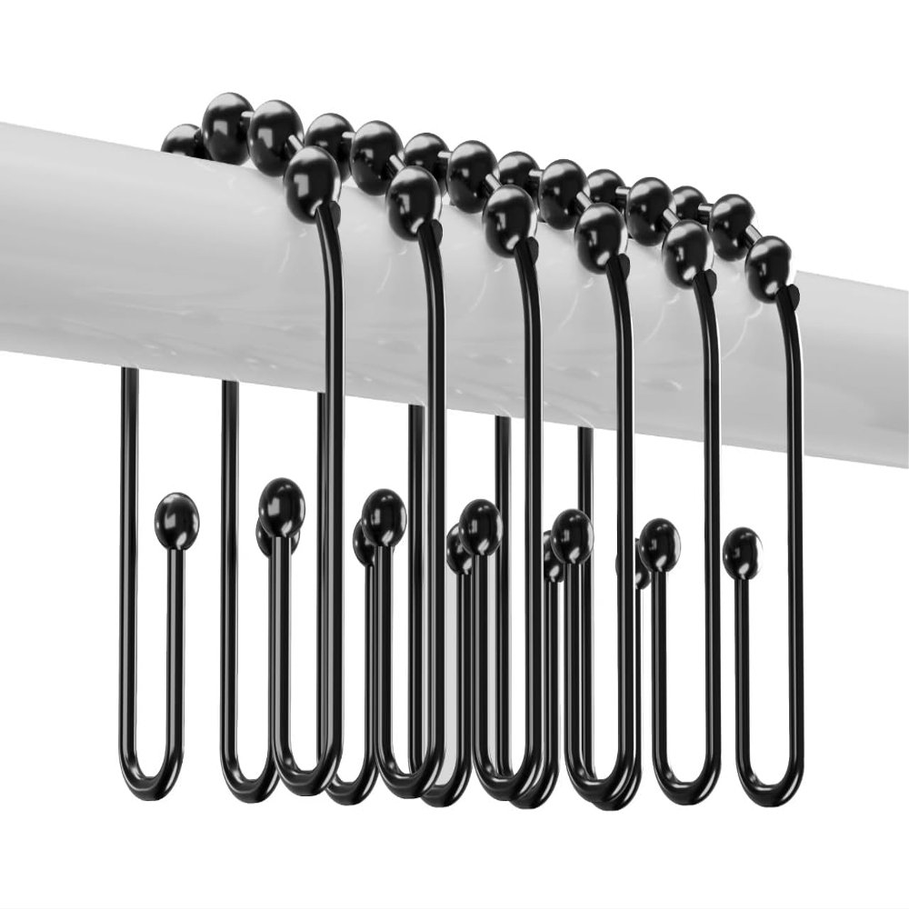 Resze Metal Shower Curtain Hooks,Shower Hooks for Shower Curtain and Liner