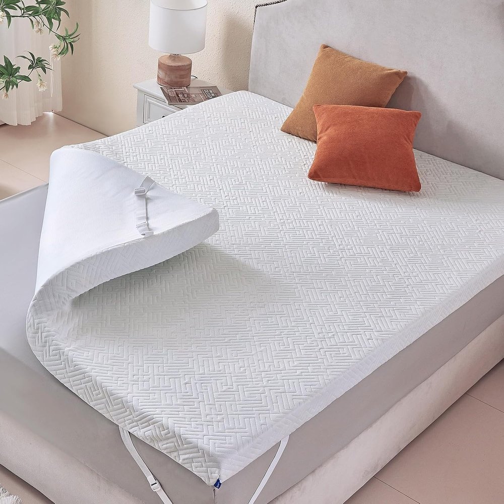SIEMOUR 3 inch Memory Foam Mattress Topper Twin XL Bed, Gel Infused Memory Foam Mattress Pad with Cover for Back Pain Relief, 38x80 Inches