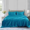 DDECOR Queen Size 100% Mulberry Silk 4-Piece Sheet Set - 25 Momme Grade 6A Pure Silk Sheets Fits 14-18" Deep Pocket, Soft and Silky Luxury Bed Set (Solid, Turquoise) view 1