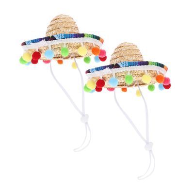 SHOWERORO 2 Pcs Mexican Sombrero Party Hats, Polyester Carnival Headwear