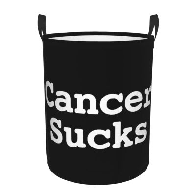 Cancer Sucks Dirty clothes laundry basket with handle Medium