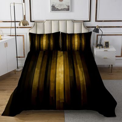 jejeloiu Black Yellow Stripes Bedspread Twin Size Kids Gradient Striped Coverlet Set Teens Modern Neon Abstract Art Quilted Coverlet Soft Lightweight Room Decor
