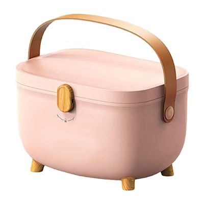 Medicines Storage Box, Oval Medicines Box with Latch Lock Double Layer Multi Grid Large Capacity Multicompartment Medicines Organizer Box for Home (Pink)