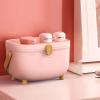Medicines Storage Box, Oval Medicines Box with Latch Lock Double Layer Multi Grid Large Capacity Multicompartment Medicines Organizer Box for Home (Pink) view 2