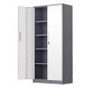 Bonusall 72" Metal Garage Storage Cabinet Heavy-Duty Steel Cabinet with 2 Locking Doors & 4 Adjustable Shelves for Home, Office, or Workshop Organization(White Grey) view 1