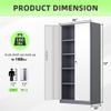 Bonusall 72" Metal Garage Storage Cabinet Heavy-Duty Steel Cabinet with 2 Locking Doors & 4 Adjustable Shelves for Home, Office, or Workshop Organization(White Grey) view 3