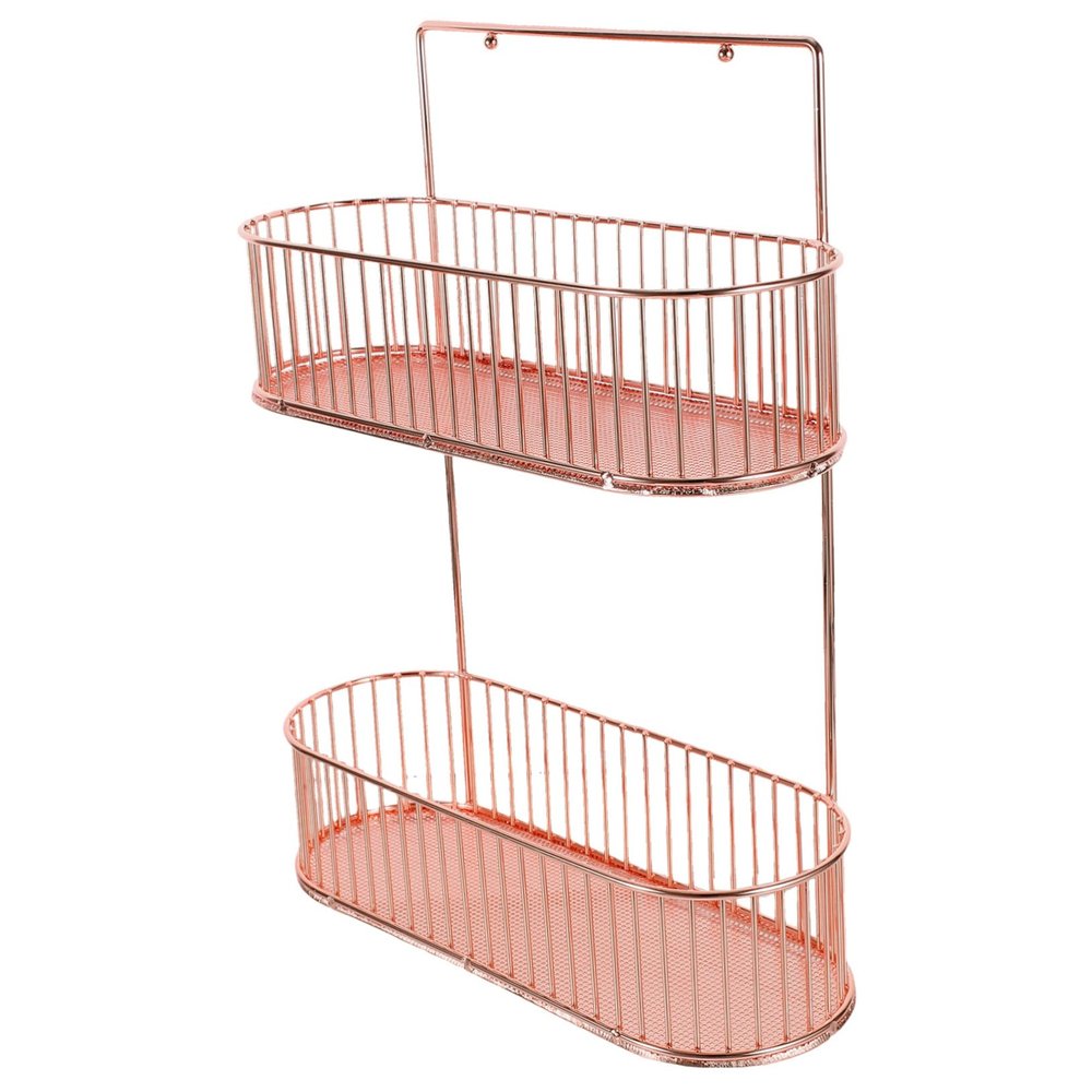 HEALLILY Bathroom Shelf Organizer Adhesive Spice -Mounted Rack Condiment Storage Farmhouse Decor Rose Gold