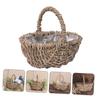 Hemoton Woven Flower Basket Handle Storage Decorative Handheld Portable Basket Decor view 3