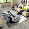 Black & White Guitar Rug 6x8ft - Modern Abstract Print Pet-Friendly Rug, Machine Washable Non-Slip Carpet for Living Room/Bedroom - Contemporary Music Decor view 3