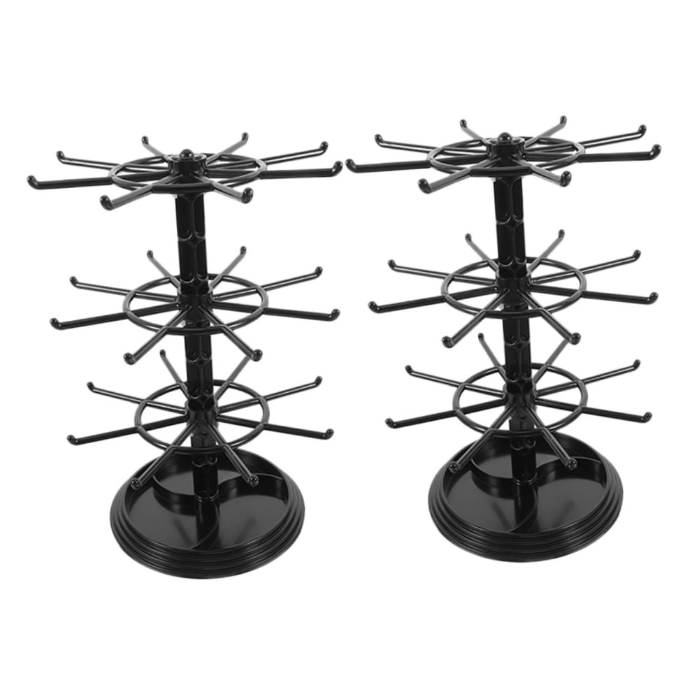 GOOHOCHY 2pcs Rotating Keychain Hanger Stand Jewelry Display Holder for Necklace Earring Ring Compact Desktop Organizer Stand