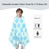 VOOVA & MOVAS Toddler Beach Towel (3-10Years), Absorbent Quick Dry Lightweight Towel Wrap with Hood for Pool | Swim | Bath, Blue Dot Strip view 2