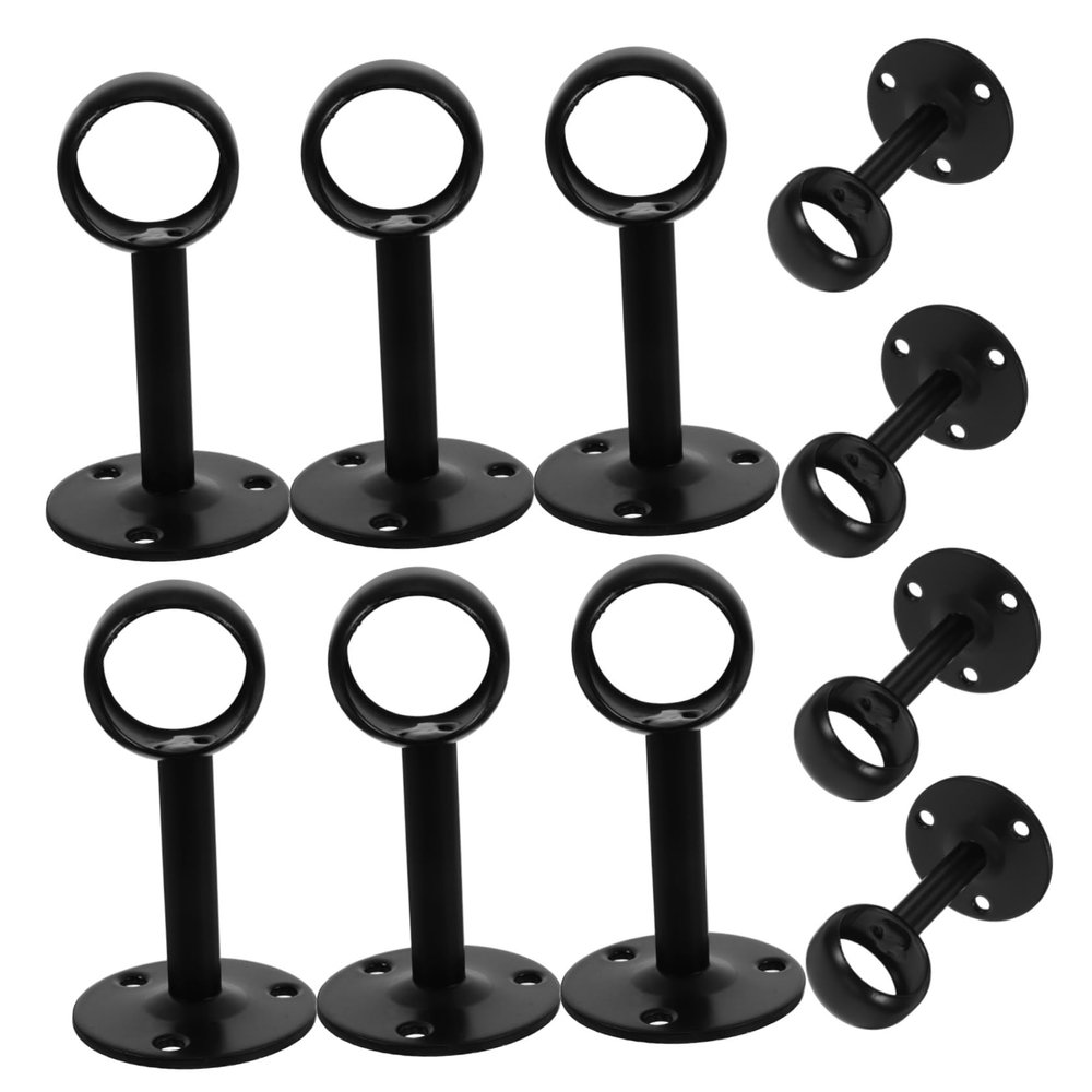 Happyyami 16pcs Stainless Steel Ceiling Bracket Rod Hanger Clamp Flange Seat Round Tube Seat for Wardrobe Rod End Supports