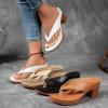 2025 Womens Chunky Heel Thong Sandals Flip Flops Slip On Square Open Toe Slippers Low Stacked Heeled Mules,Summer Wedges Casual Shoes,Comfortable Low Heels Slides view 1