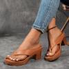 2025 Womens Chunky Heel Thong Sandals Flip Flops Slip On Square Open Toe Slippers Low Stacked Heeled Mules,Summer Wedges Casual Shoes,Comfortable Low Heels Slides view 3