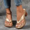 2025 Womens Chunky Heel Thong Sandals Flip Flops Slip On Square Open Toe Slippers Low Stacked Heeled Mules,Summer Wedges Casual Shoes,Comfortable Low Heels Slides view 4