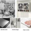 LVLDAWA Stainless Steel Wall Cabinet, Wall Mounted Kitchen Storage Cabinet, Double Glass Door Storage Shelf with Adjustable Shelves for Garage Office Kitchen(100x30x70cm) view 4