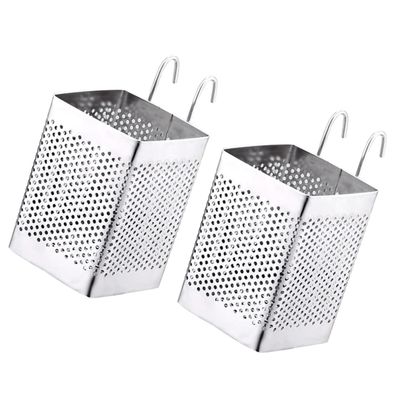 Alipis 2pcs Stainless Steel Chopsticks Storage Container Draining Rack Silverware Organizer