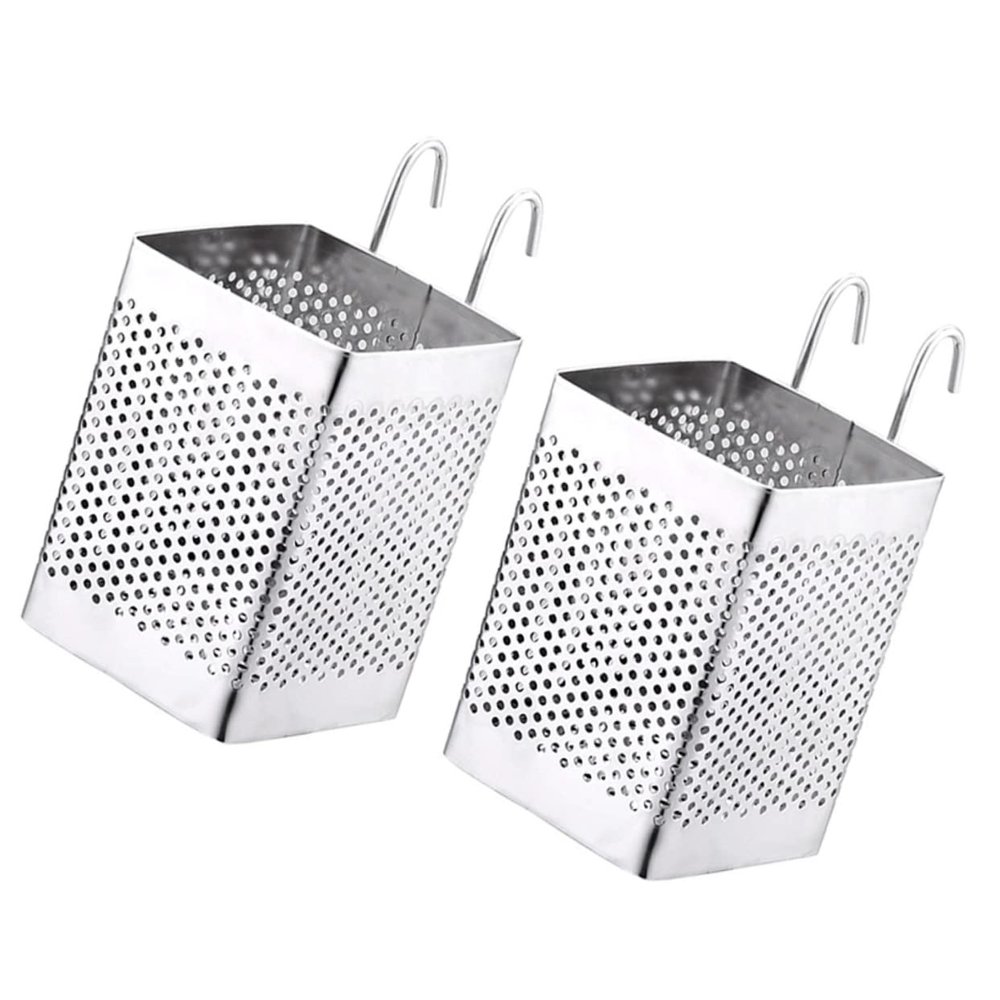 Alipis 2pcs Stainless Steel Chopsticks Storage Container Draining Rack Silverware Organizer