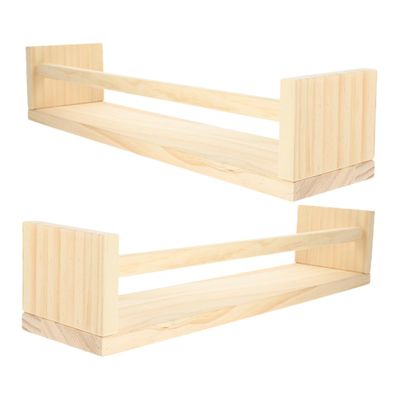 ABOOFAN 2pcs Space-saving Wall Mount Floating Shelf Rack Wooden Wall Shelves Versatile for Living Bedroom