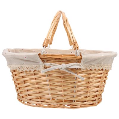 CHILDWEET Snack Fruit Storage Basket Vintage Woven Vegetable and Fruit Organizer Portable Handheld Storage Basket for Home Honey Floral Print Large Capacity