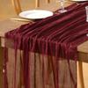 Loopiske Gauze Cheesecloth Table Runner Burgundy Red 12pcs Boho Rustic Sheer 35x120 Inch Cheese Cloth Table Runner 10FT for Anniversary Wedding Bridal Baby Shower Birthday Home Decor view 1