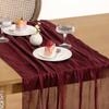 Loopiske Gauze Cheesecloth Table Runner Burgundy Red 12pcs Boho Rustic Sheer 35x120 Inch Cheese Cloth Table Runner 10FT for Anniversary Wedding Bridal Baby Shower Birthday Home Decor view 2