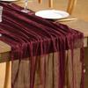 Loopiske Gauze Cheesecloth Table Runner Burgundy Red 12pcs Boho Rustic Sheer 35x120 Inch Cheese Cloth Table Runner 10FT for Anniversary Wedding Bridal Baby Shower Birthday Home Decor view 4