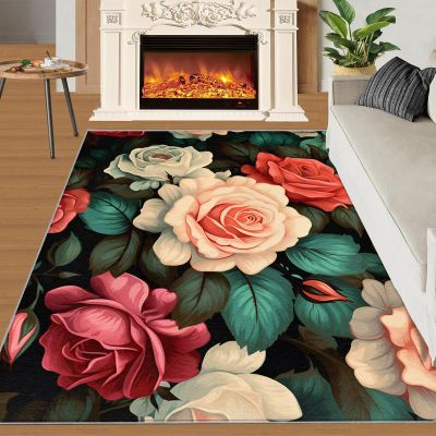 HYGIUID 3x6 Vintage Floral Runner Rug - Romantic Blooms Runners Rugs for Hallways, Rustic Flowers Bedroom Runner Rug Soft Washable for Living Room Kitchen