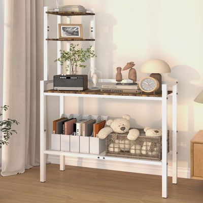 Ansionsol 4 Tier Corner Shelf Stand, 56" Corner Storage Organize Rack with Metal Frame, Freestanding Book Shelves Plant Stand, Narrow Tall Bookshelf for Bedroom, Living Room, Office, White