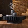 YSJZYBF Square Coffee Table for Living Room, Modern Handcraft Solid Wood Drum Coffee Table with Sturdy Pedestal Shaped Tea Table Apartment Small Space,35.43''D13.78''H (Matt Black) view 2