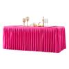 1 Pack Hot Pink Rectangle Table Clothes for 6 Foot Tables, Polyester Wrinkle Free Fitted Tablecloths 6ft Stretch Table Cover with Skirt for Wedding, Birthday, Parties, Trade Show, Craft Show view 1