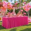 1 Pack Hot Pink Rectangle Table Clothes for 6 Foot Tables, Polyester Wrinkle Free Fitted Tablecloths 6ft Stretch Table Cover with Skirt for Wedding, Birthday, Parties, Trade Show, Craft Show view 4