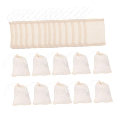 ABOOFAN 60pcs Herbal Decoction Bags Reusable Cotton Drawstring Pouches for Cooking Tea Spice Bags Soup Sachets