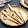 90 Piece Silverware Set Service for 18,bamboo joint Stainless Steel Flatware Set Home,18/8 stainless steel set Include Fork Knife Spoon Set Gifts from family and friendsGoldenNordic style view 2