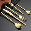 90 Piece Silverware Set Service for 18,bamboo joint Stainless Steel Flatware Set Home,18/8 stainless steel set Include Fork Knife Spoon Set Gifts from family and friendsGoldenNordic style view 4
