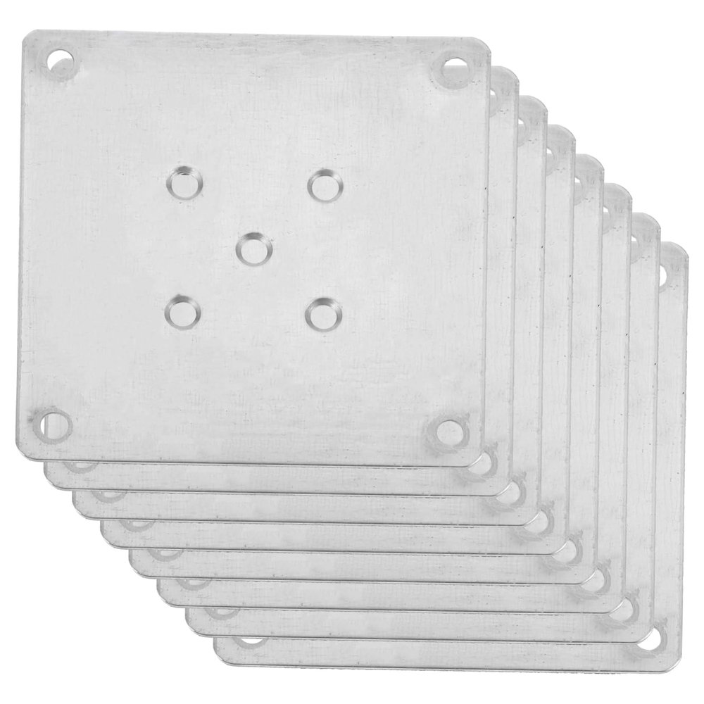 8Pcs Furniture Leg Mounting Plates, 5-Hole Zinc Alloy Flat Brackets
