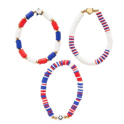 Fun Express 2 1/4" Patriotic Disc Bead Friendship Bracelets - 12 Pieces